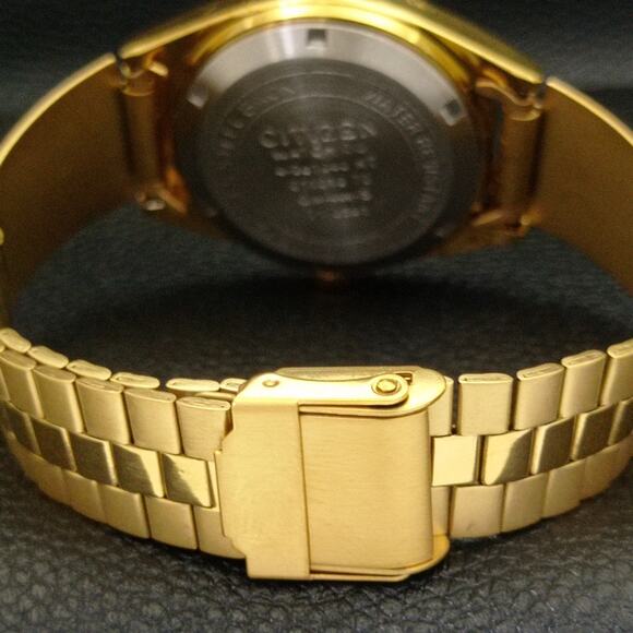 Vintage 1989 Citizen Automatic Mens Gold Watch W/daydate & Blue accents - Picture 2 of 8